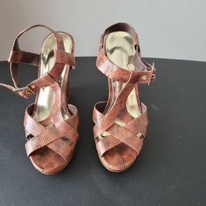 INC brown 5" wedge sandals, Size 9.5